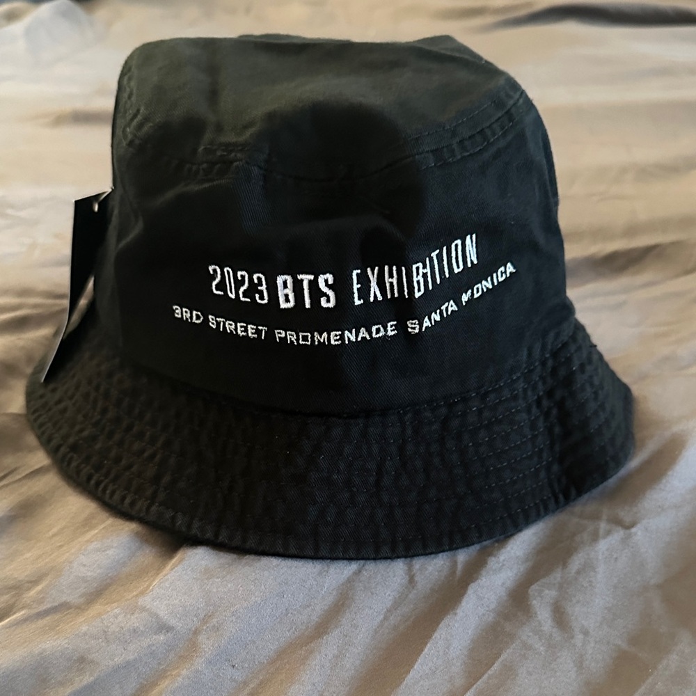 BTS Black Bucket Hat with White Embroidery